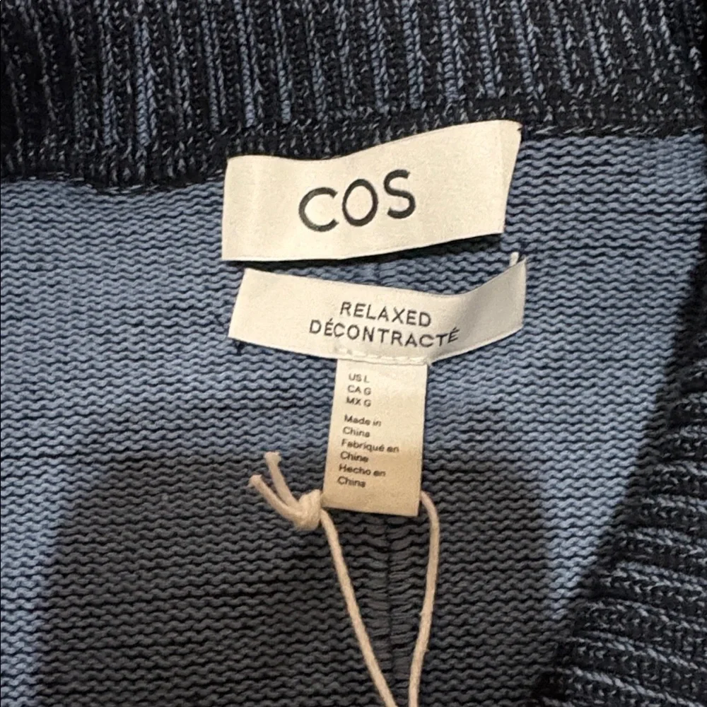 COS Two-Tone Knitted Bomber Jacket/‎ Cardigan in navy or black organic cotton